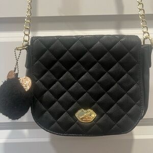 Betsey Johnson Elegant Black Quilted Shoulder Bag
